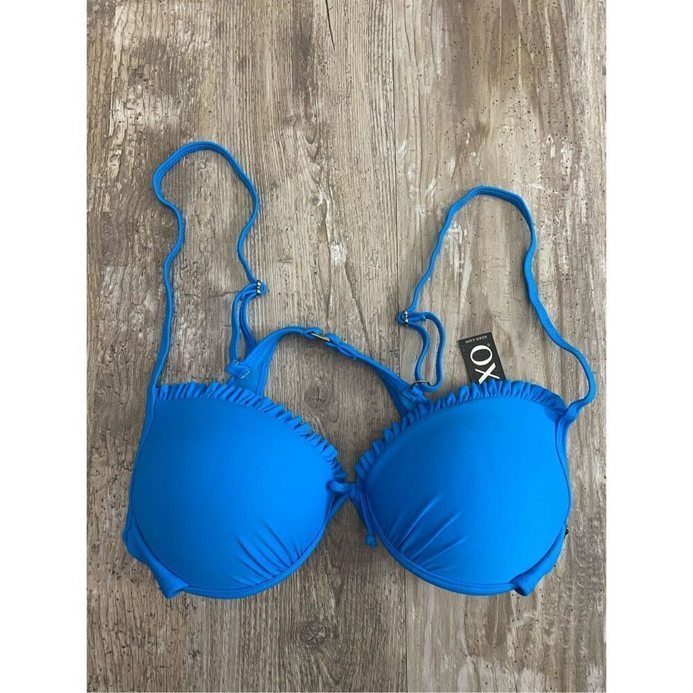 XOXO Bikini Swim Top Padded Blue Women’s Sz M NWT